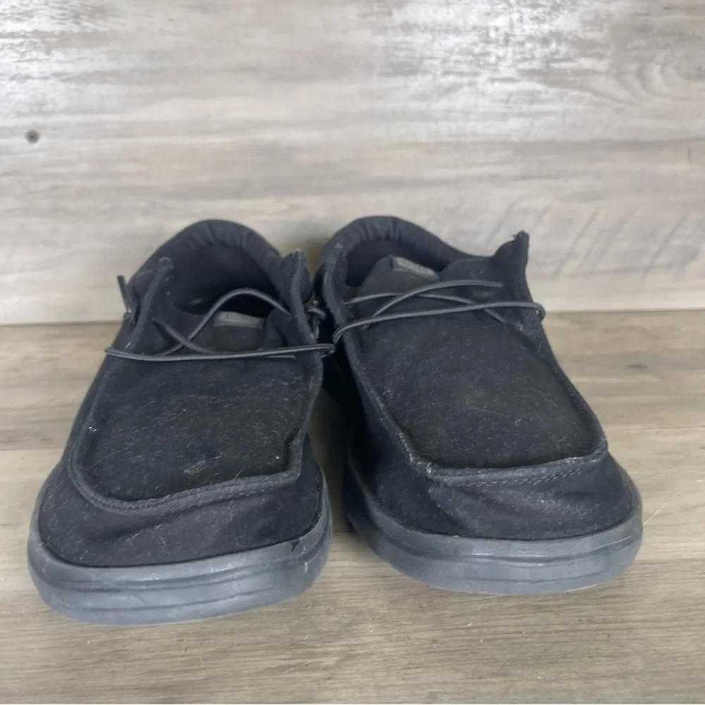 Hey Dude Wally X Mens 10 Triple Black Slip Resistant Work Wear Slip On‎ Shoes